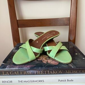 Green kitten heel sandal